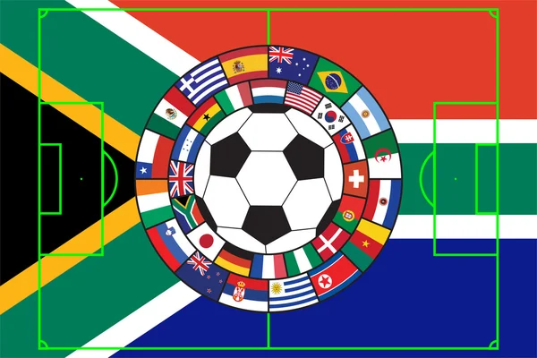 Vecteur de ballon de football avec drapeaux — Image vectorielle