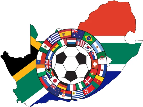 Διάνυσμα μπάλας ποδοσφαίρου με σημαίες — Διανυσματικό Αρχείο