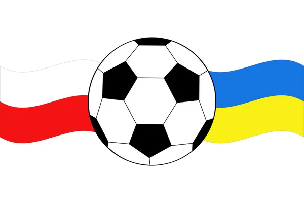 Bola de futebol com bandeiras ondulantes — Vetor de Stock