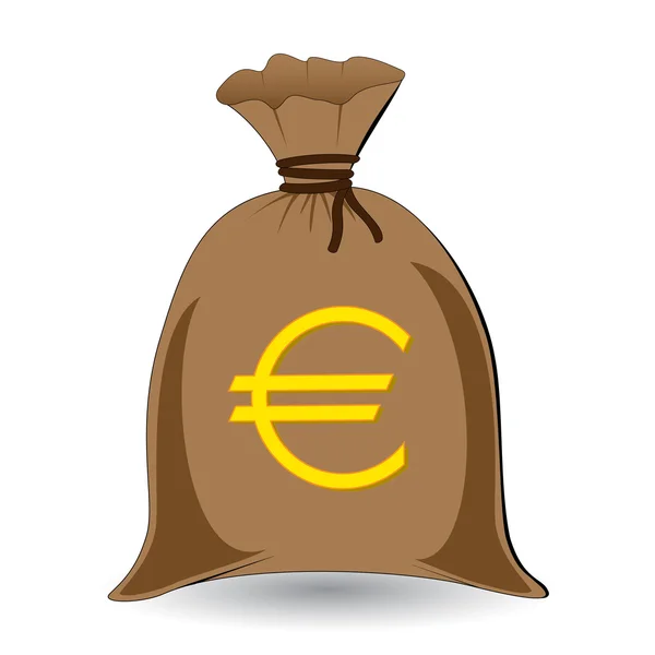 Τσουβάλι με λεφτά πλήρη ευρώ — Διανυσματικό Αρχείο