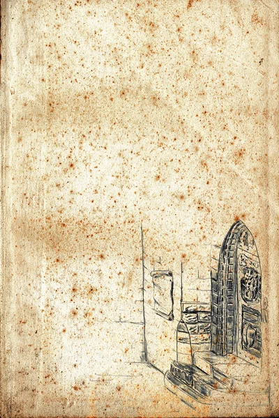 Eski bir kağıt ile kroki — Stok fotoğraf