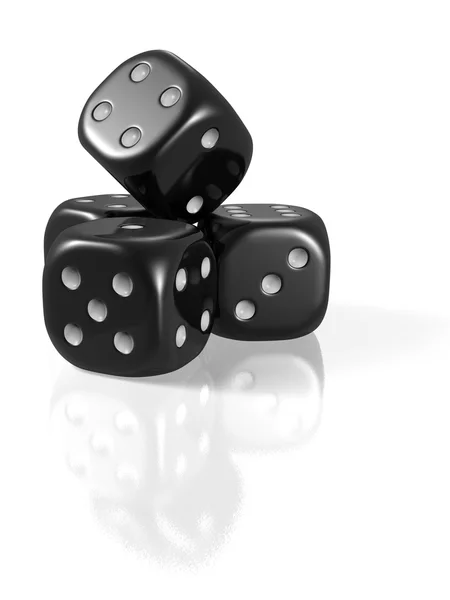 Black dice stacked — Stock Photo, Image
