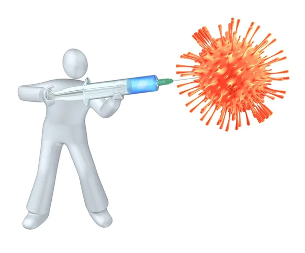 Illustration du virus, injection du vaccin — Photo