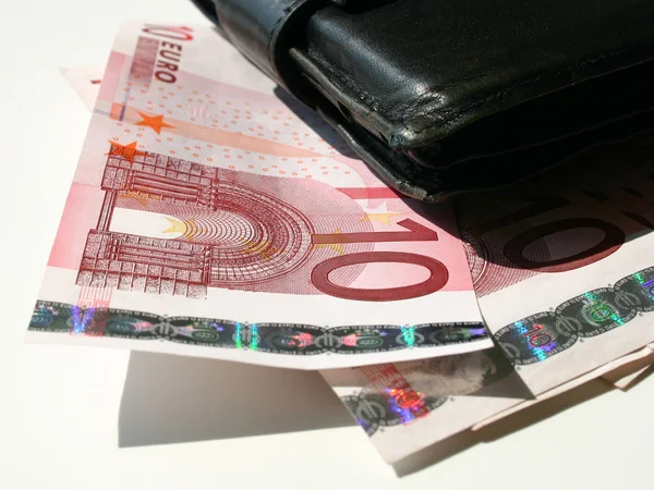 Euro ve bir vallet — Stok fotoğraf