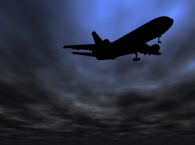Gece gökyüzünde bir uçak