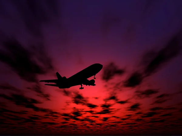 stock image Airplane in the night sky