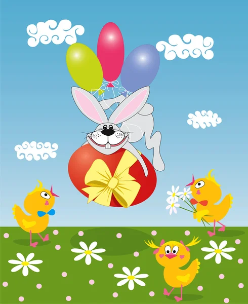 兔子的一个彩色的蛋 — 图库矢量图片