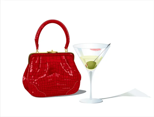Bag and martini glass — Stock Vector