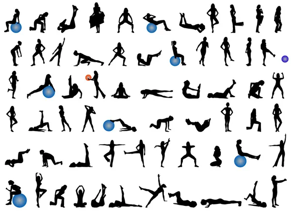 Silhouettes fitness — Image vectorielle