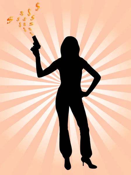 Femme tenant une arme — Image vectorielle