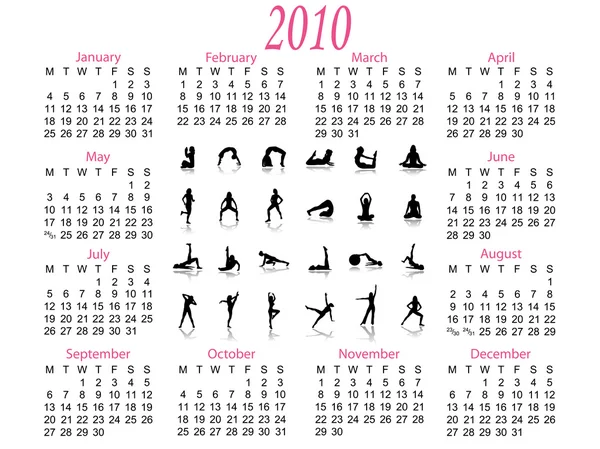 Calendario yoga — Vettoriale Stock