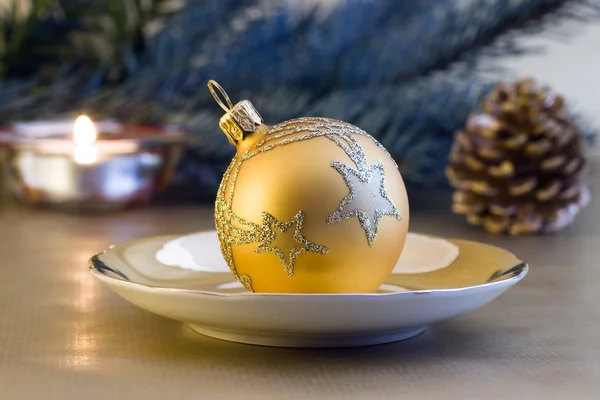 Golden Christmas ball — Stock Photo, Image