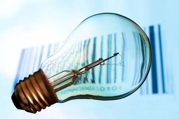 Bar code with old lightbulb — Stock Photo, Image