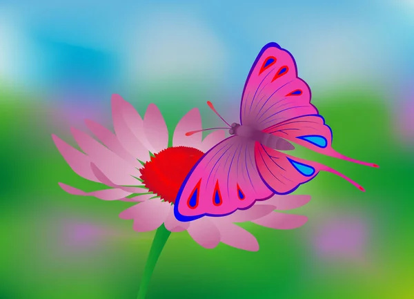 Бабочка, цветок — стоковый вектор