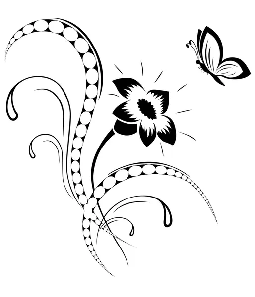 Padrão de flor, tatuagem — Vetor de Stock