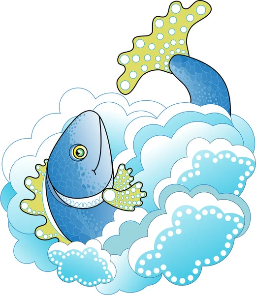 Ikan biru besar di laut - Stok Vektor