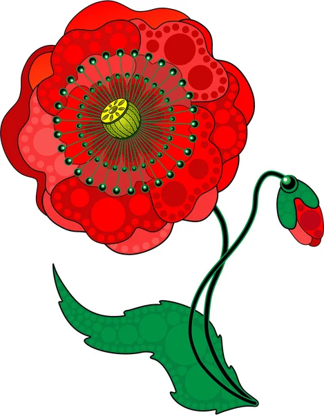 Fleur de pavot rouge — Image vectorielle
