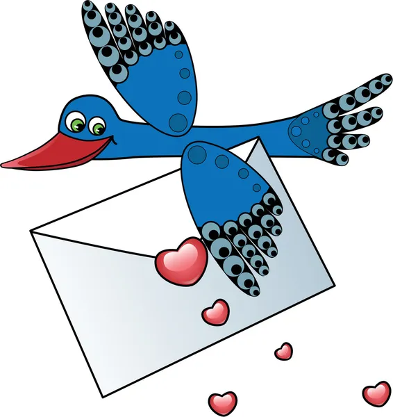 愛の手紙を運ぶ鳥 — ストックベクタ