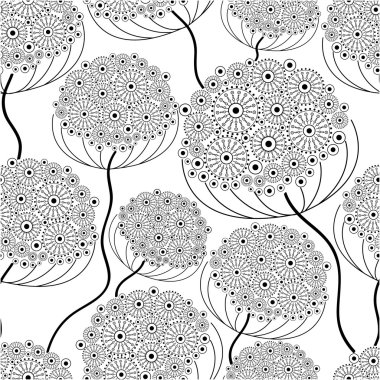 Seamless abstract flowers pattern clipart