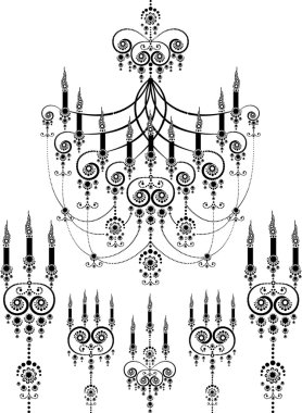 Set of chandeliers with candles clipart