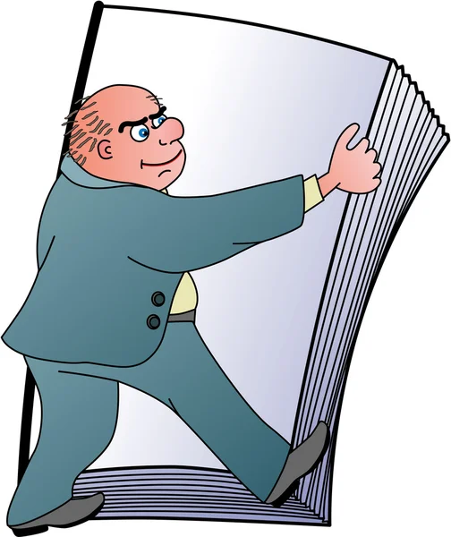 Mann trägt großes Buch bei sich — Stockvektor
