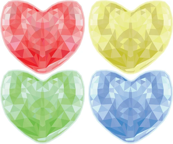 Set of diamond hearts — Stock Vector