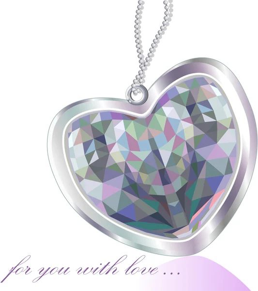 Stock vector Shiny diamond pendant greeting card