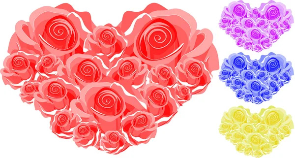 Set von farbigen Valentinsherzen — Stockvektor