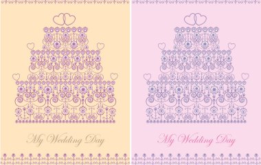 Set of two elegant wedding invitations clipart