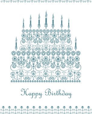 Birthday cake greeting card clipart