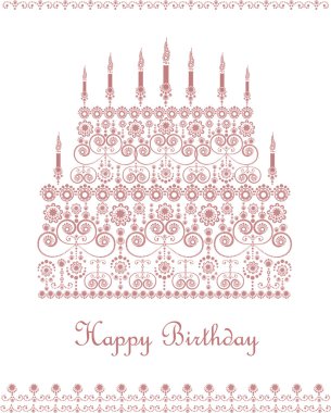 Birthday cake greeting card clipart