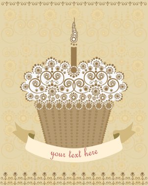 Birthday cake greeting card clipart