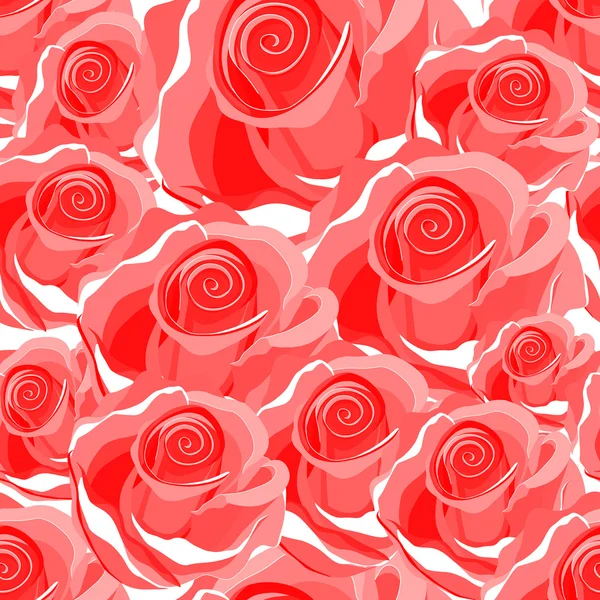 无缝亮红玫瑰图案 — 图库矢量图片