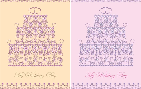 Set of two elegant wedding invitations — Stock Vector