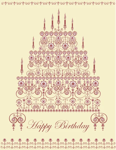 Birthday cake greeting card — Stock Vector