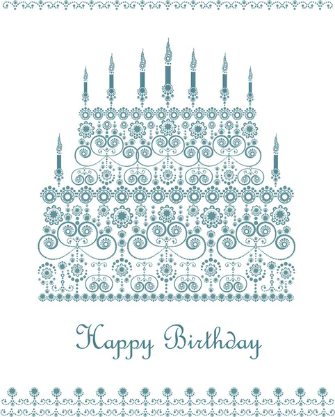 Birthday cake greeting card — Stock Vector