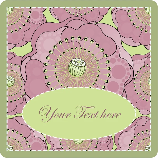 Cartão de saudação / capa de CD com flor de papoula —  Vetores de Stock