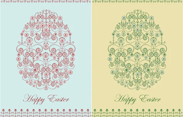 Lot de 2 cartes de vœux avec oeuf de Pâques — Image vectorielle