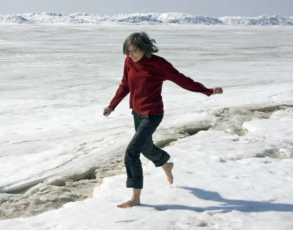 Barefoot on a snow — Stock Image Barefoot on a snow Stock Image