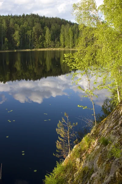 Lago bosque salvaje en Karelia — Foto de Stock