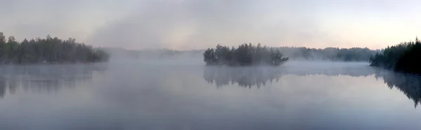 Утренний туман на озере Лицензионные Стоковые Изображения