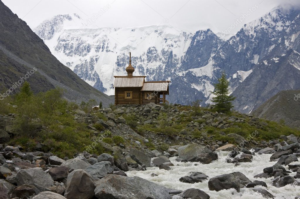 Orthodox chapel in Altai mountains