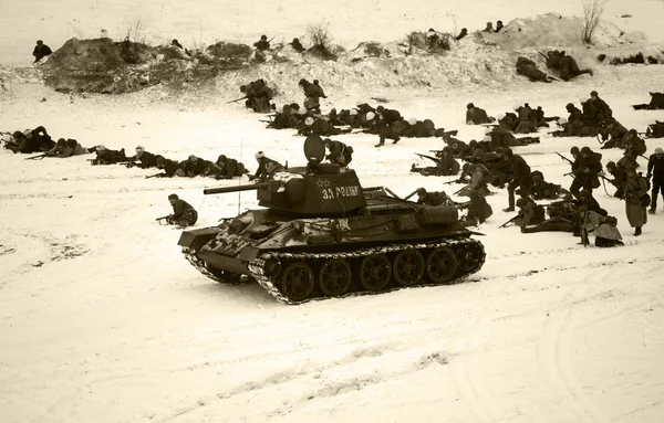 Red Army attack. B/w — Stock Photo, Image