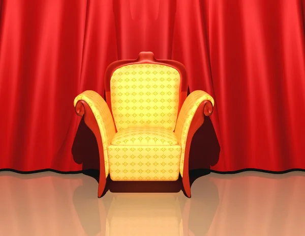 Кресло на красном фоне — стоковое фото
