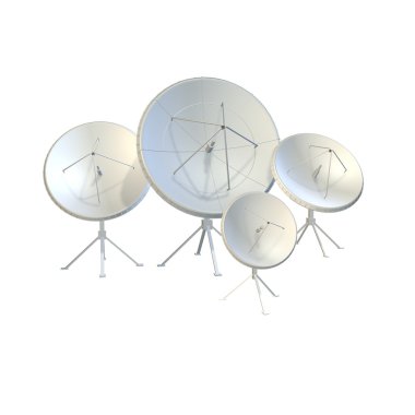 Group of parabolic antennas. 3D illustra clipart