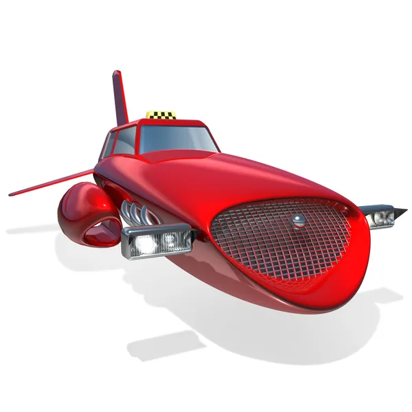 Táxi futurista vermelho. Ilustração 3D Fotos De Bancos De Imagens