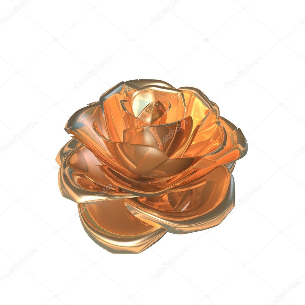 Golden rose. 3D illustration