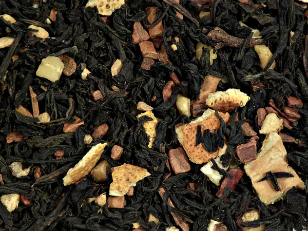 Fekete tea, aszalt gyümölcs — Stock Fotó