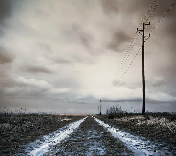 Field road after storm — Stock Photo, Image