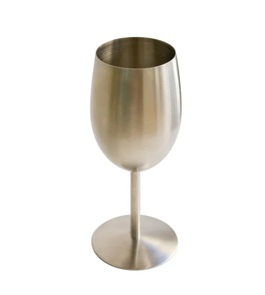Metal kadeh şarap üzerine beyaz izole için — Stok fotoğraf